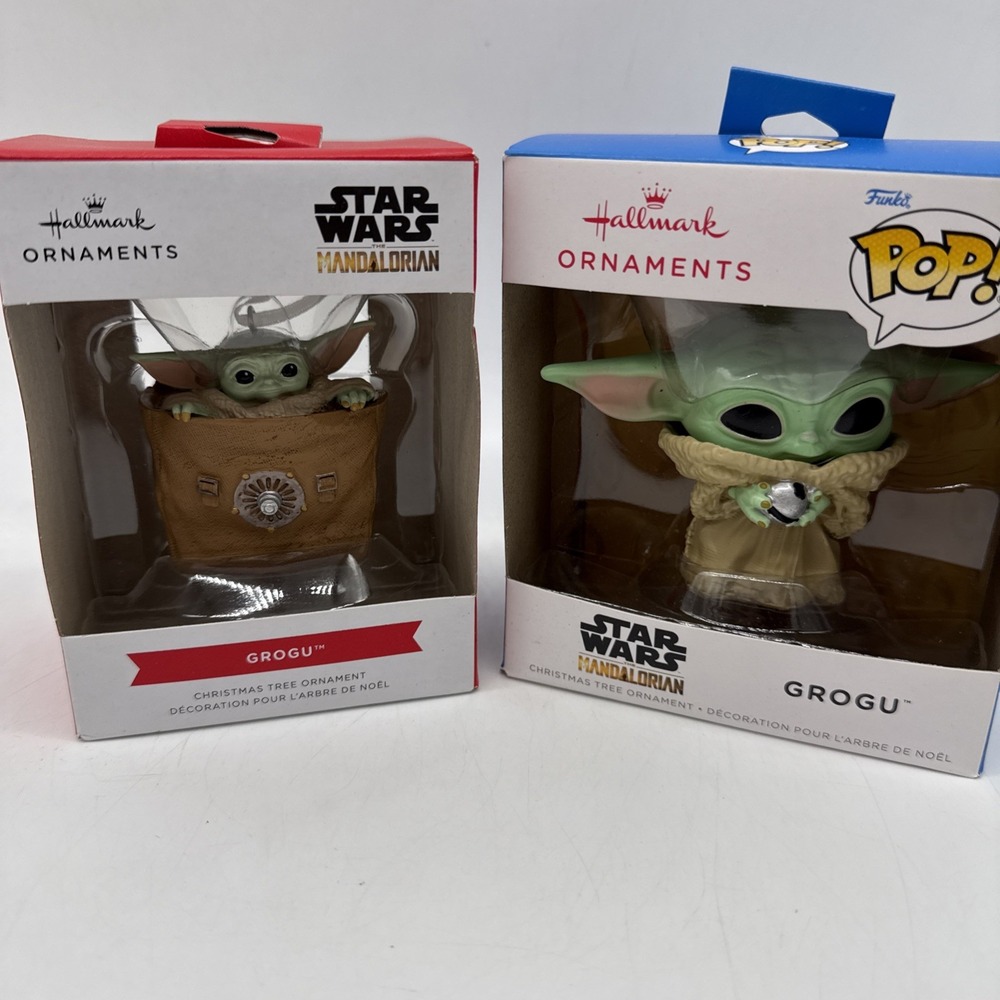 Hallmark Ornaments Funko Pop & Keepsake Disney Star Wars Grogu x 2 -- NEW